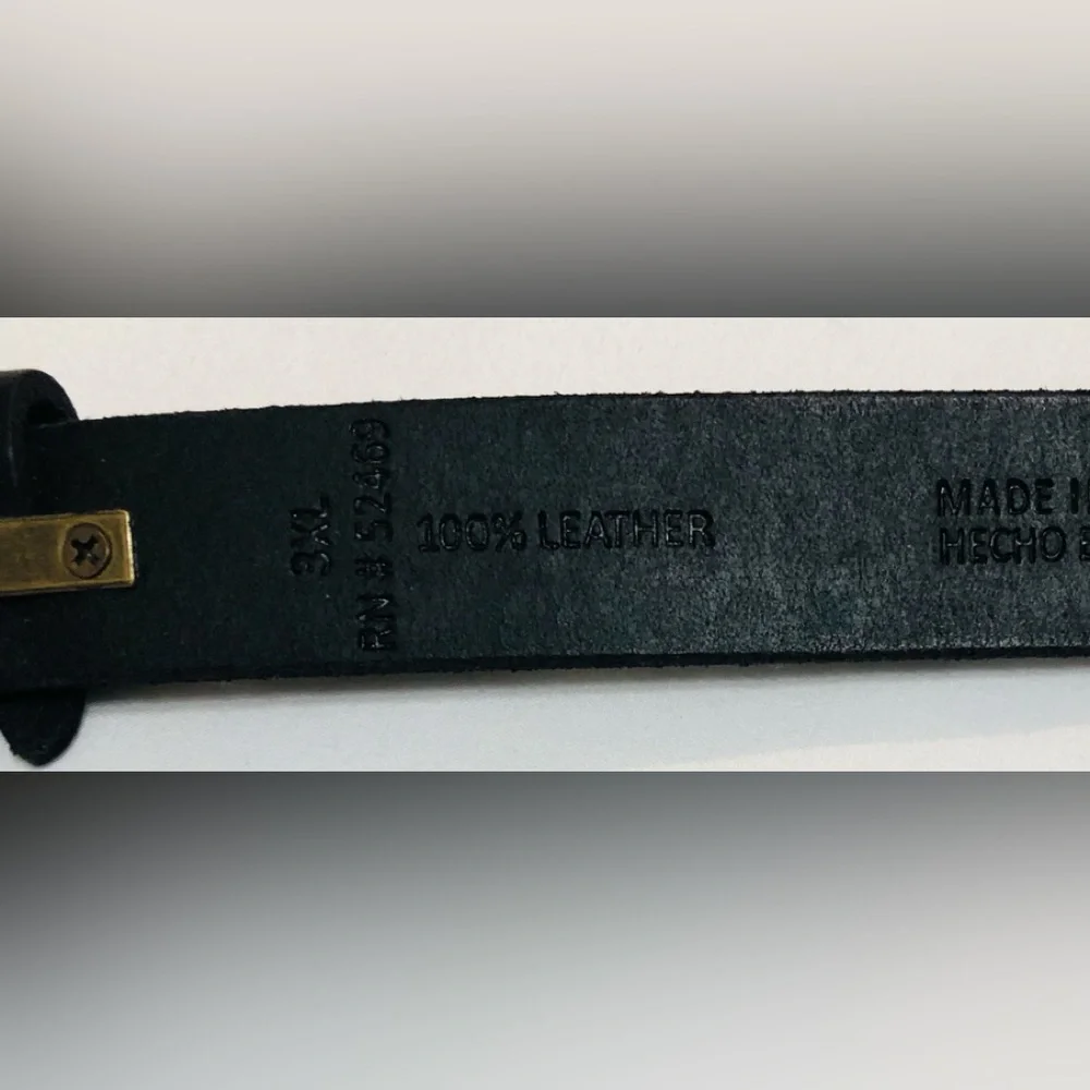 Leather belt for women. Color black. Size 2X ( 48”LX 1” W)